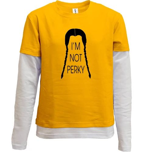 Комбінований дитячий лонгслів, жовтий, I`m not Perky