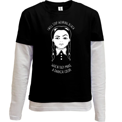 Комбінований дитячий лонгслів, чорний, I Will Stop Wearing Black