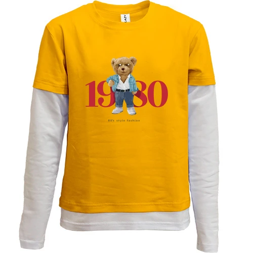 Комбинированный детский лонгслив, Желтый, Teddy - 80's style fashion