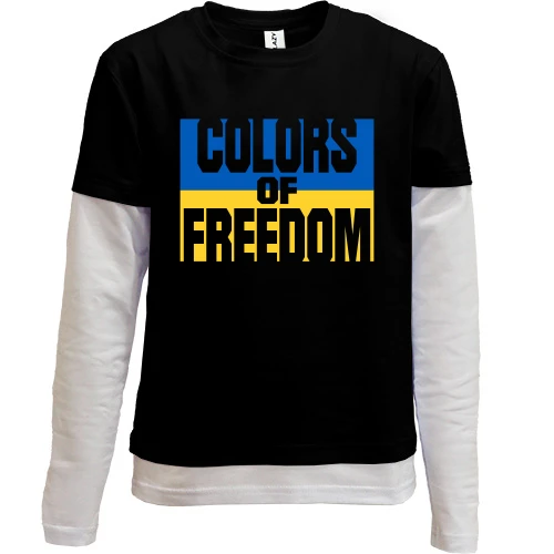 Комбинированный детский лонгслив, черный, с принтом COLORS OF FREEDOM