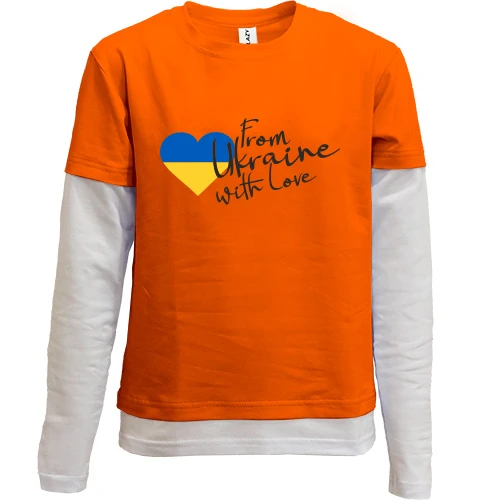 Комбинированный детский лонгслив, Оранжевый, "From Ukraine with Love"
