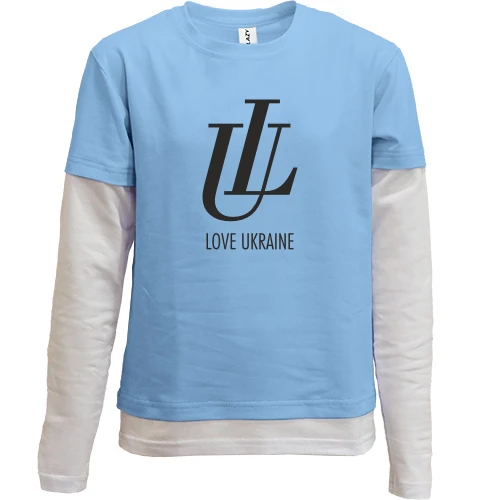 Комбинированный детский лонгслив, синий, LU "Love Ukraine"
