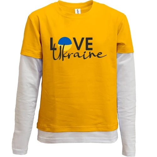 Комбинированный детский лонгслив, желтый, LOVE Ukraine с флагом