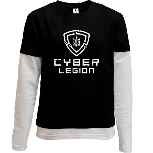 Комбинированный детский лонгслив, черный, Cyber legion