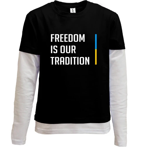 Комбинированный детский лонгслив, Черный, Freedom is our tradition