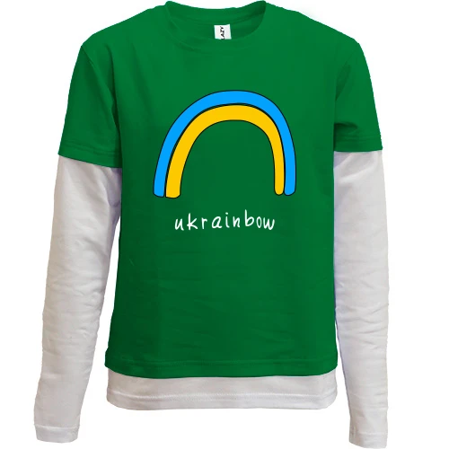 Комбінований дитячий лонгслів, Зелений, Ukrainbow (прапор-веселка)