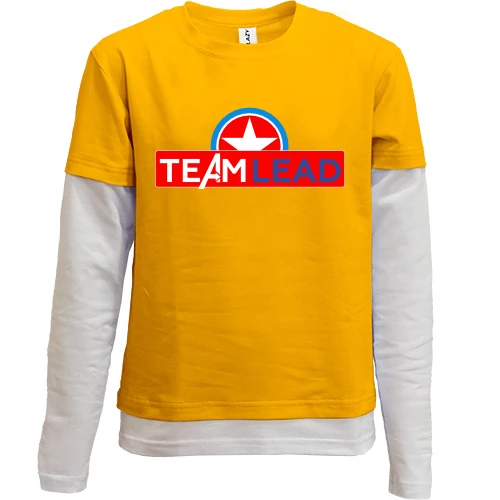 Комбінований дитячий лонгслів, жовтий, "TeamLead"