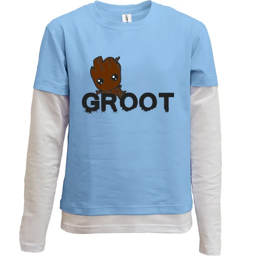Комбинированный детский лонгслив, желтый, "Groot" (Вартові Галактики)