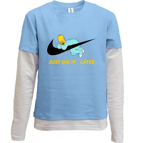 Комбинированный детский лонгслив, желтый, "Just do it... later"