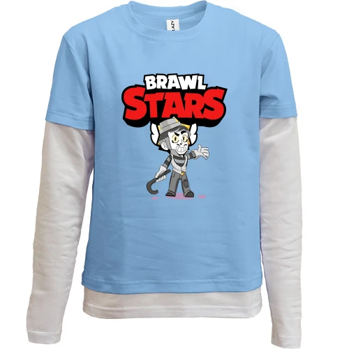 Комбинированный детский лонгслив, синий, Brawl Stars с Греем