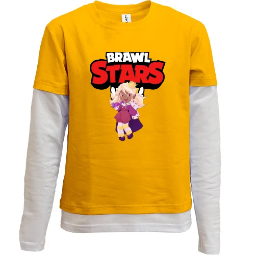 Комбинированный детский лонгслив, красный, с героиней"Brawl Stars"