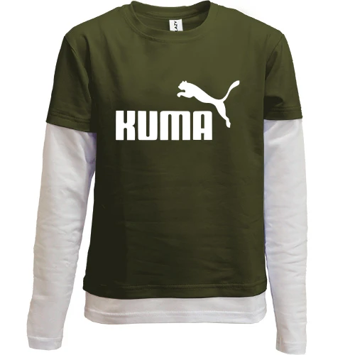 Комбінований дитячий лонгслів, Хакі, для куми "kuma"