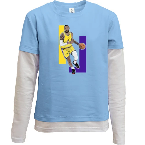 Комбинированный детский лонгслив, Синий, с Леброн Джеймс (LeBron James)