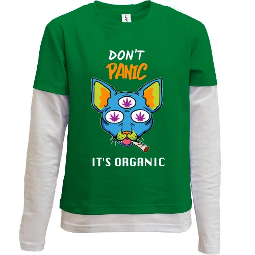Комбинированный детский лонгслив "Don`t panic it`s organic"