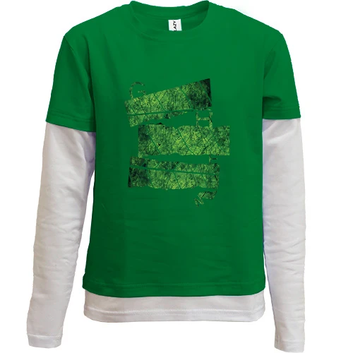 Комбинированный детский лонгслив, Зеленый, "Green"