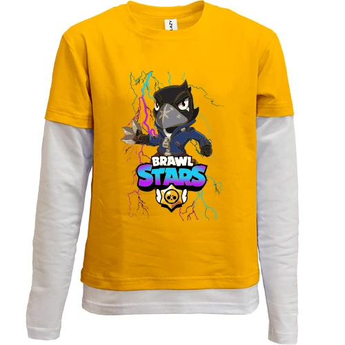 Комбинированный детский лонгслив, желтый, с Вороном (Brawl Stars)