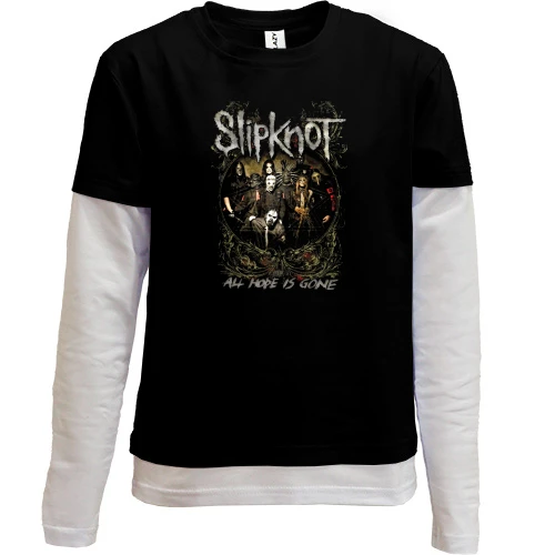 Комбінований дитячий лонгслів, чорний, "Slipknot"