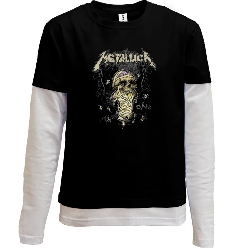 Комбінований дитячий лонгслів, чорний, "Metallica"