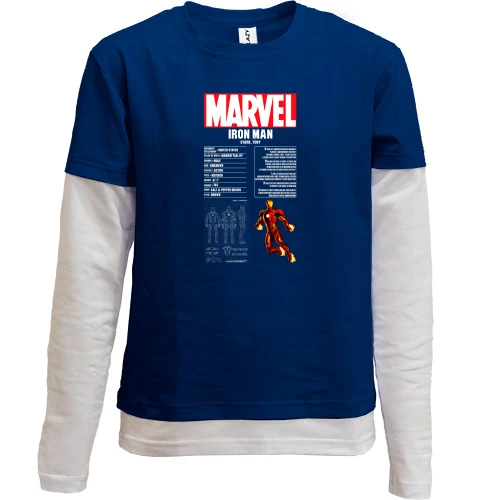 Комбінований дитячий лонгслів, Синій, "Marvel - Iron MAN"