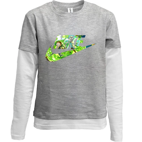Комбінований дитячий лонгслів, сірий, "Nike X Рік і Морті"