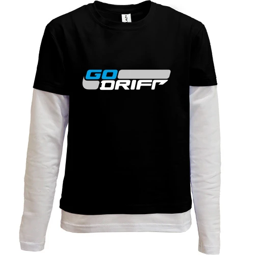 Комбинированный детский лонгслив, черный, Go drift