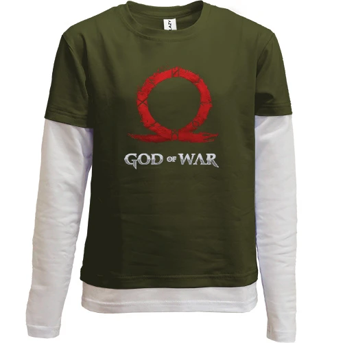 Комбинированный детский лонгслив, черный, с лого "God of War"