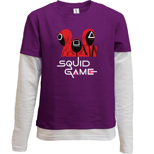 Комбинированный детский лонгслив, фиолетовый, "Игра в кальмара / Squid game"