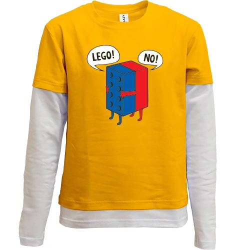Комбинированный детский лонгслив, желтый, "Lego?"