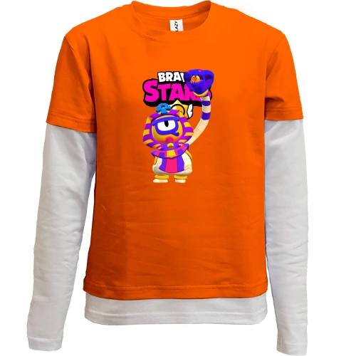 Комбинированный детский лонгслив, красный, Brawl Stars с Тарой