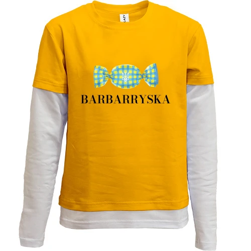 Комбінований дитячий лонгслів, жовтий, "Barbarryska"