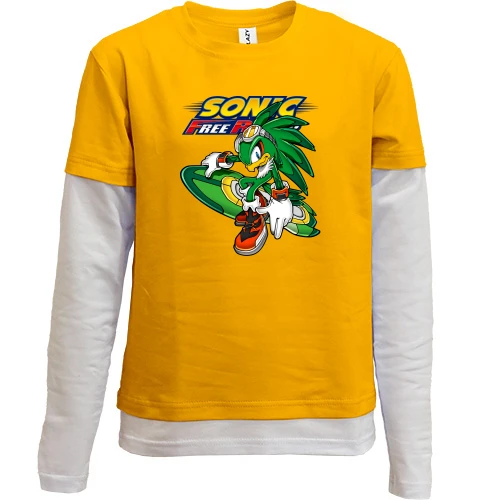 Комбинированный детский лонгслив, желтый, "SONIC Free run"