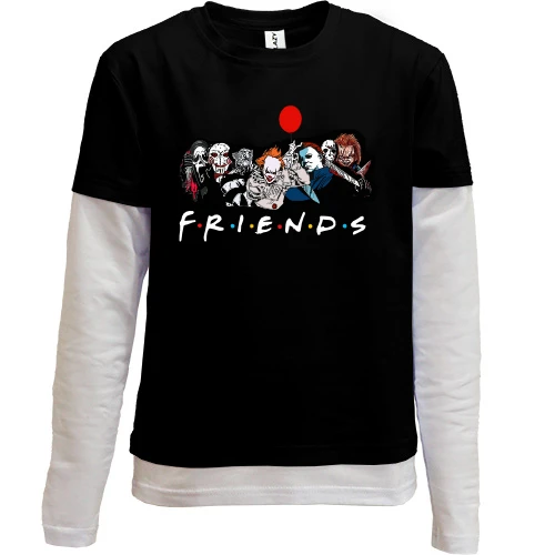Комбинированный детский лонгслив, черный, "FRIENDS"
