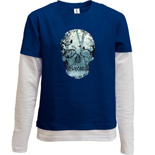 Комбинированный детский лонгслив "Forest Skull"