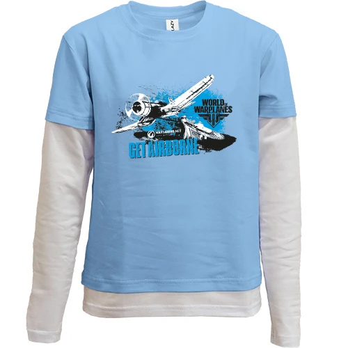 Комбинированный детский лонгслив, синий, World of Warplanes — Get Airborne