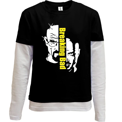 Комбинированный детский лонгслив, черный, с героями сериала "Breaking bad"