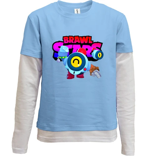 Комбинированный детский лонгслив, синий, с лого Brawl Stars