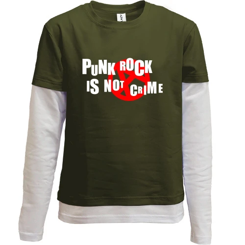 Комбинированный детский лонгслив, черный, Punk rock is not crime