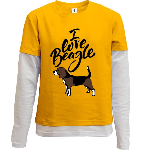 Комбинированный детский лонгслив, желтый, I love my beagle