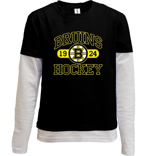 Комбинированный детский лонгслив, черный, Bruins yockey