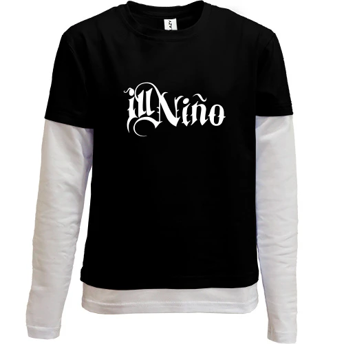 Комбинированный детский лонгслив, черный, Ill Nino