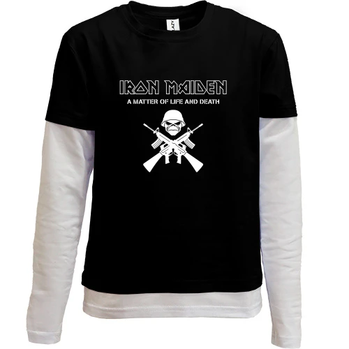 Комбинированный детский лонгслив, черный, Iron Maiden 2