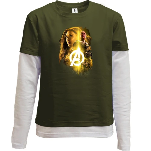 Комбинированный детский лонгслив, хаки, "Мстители (Avengers)"