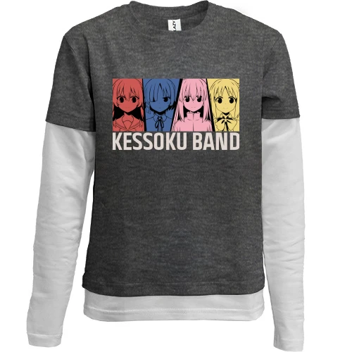 Комбинированный детский лонгслив, серый, Kessoku Band