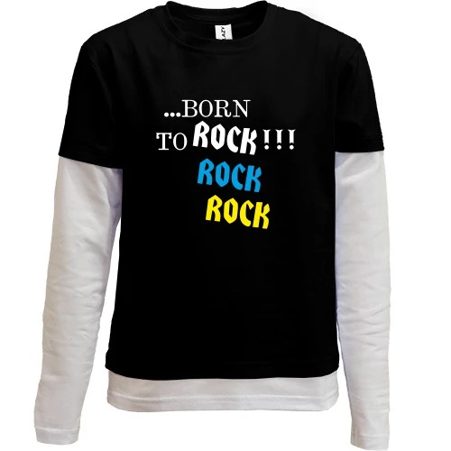 Комбинированный детский лонгслив, черный, ...born to ROCK