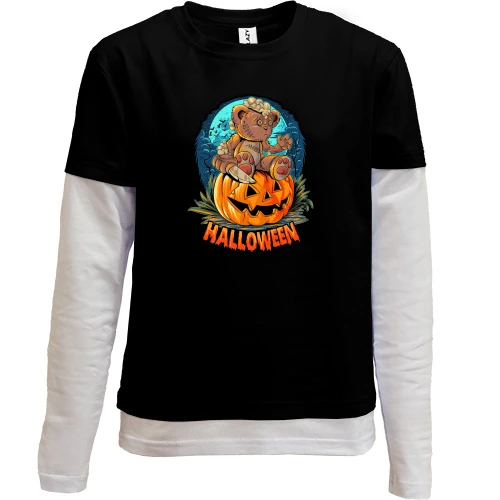 Комбінований дитячий лонгслів, Чорний, "Halloween"