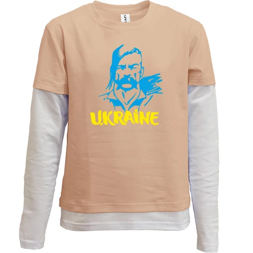 Комбинированный детский лонгслив, желтый, с казаком "Ukraine"