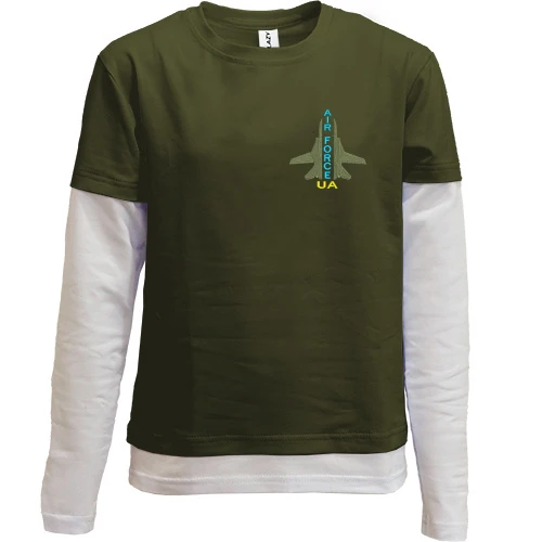 Комбінований дитячий лонгслів, Чорний, UA Air Force ART