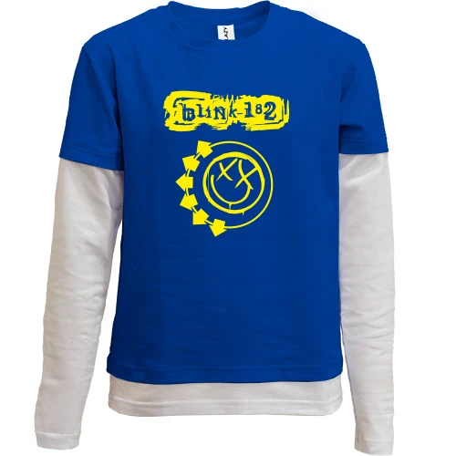 Комбинированный детский лонгслив, синий, Blink 182 black