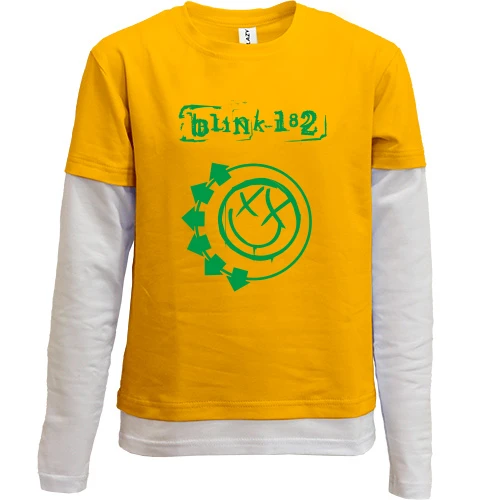Комбинированный детский лонгслив, желтый, Blink 182 smile