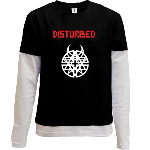 Комбинированный детский лонгслив, черный, Disturbed
